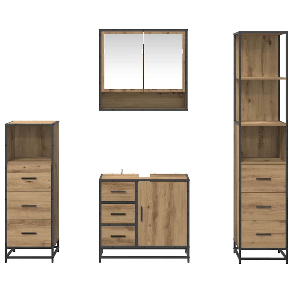 Badezimmermöbel-Set 4 Stk. Artisan-Eiche 65 x 33 x 60 cm