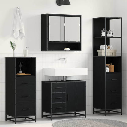 Badezimmermöbel-Set 4 stk. Schwarz Eichen-Optik 65 x 33 x 60 cm