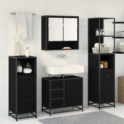Badezimmermöbel-Set 4 stk. Schwarz Eichen-Optik 65 x 33 x 60 cm