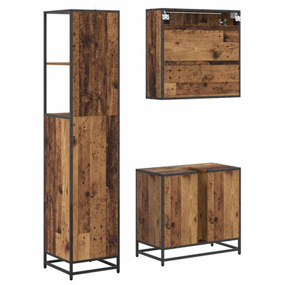 Badezimmermöbel-Set 3 stk. Altholz 35 x 37,5 x 166 cm