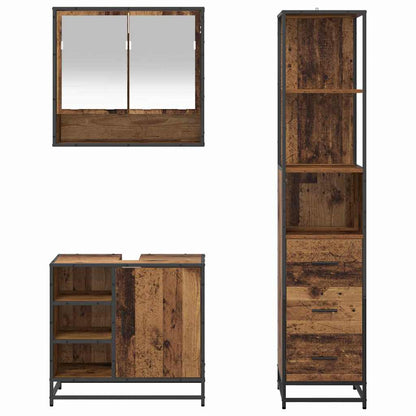 Badezimmermöbel-Set 3 stk. Altholz 35 x 37,5 x 166 cm