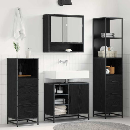 Badezimmermöbel-Set 3 stk. Schwarz Eichen-Optik