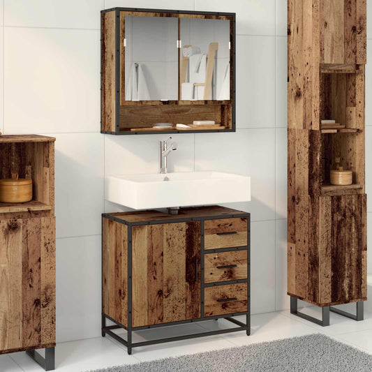 Badezimmermöbel-Set 2 stk. Altholz 65 x 33 x 60 cm