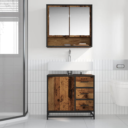 Badezimmermöbel-Set 2 stk. Altholz 65 x 33 x 60 cm