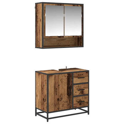 Badezimmermöbel-Set 2 stk. Altholz 65 x 33 x 60 cm