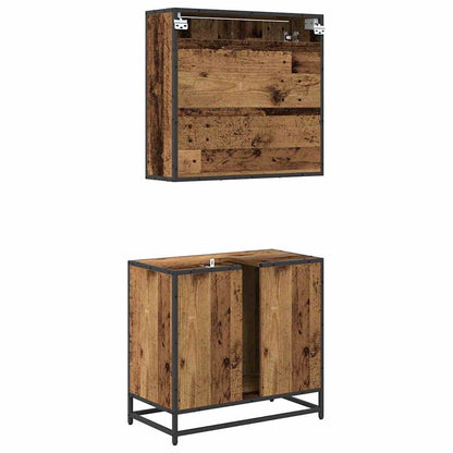 Badezimmermöbel-Set 2 stk. Altholz 65 x 33 x 60 cm