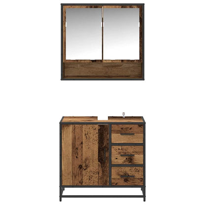 Badezimmermöbel-Set 2 stk. Altholz 65 x 33 x 60 cm