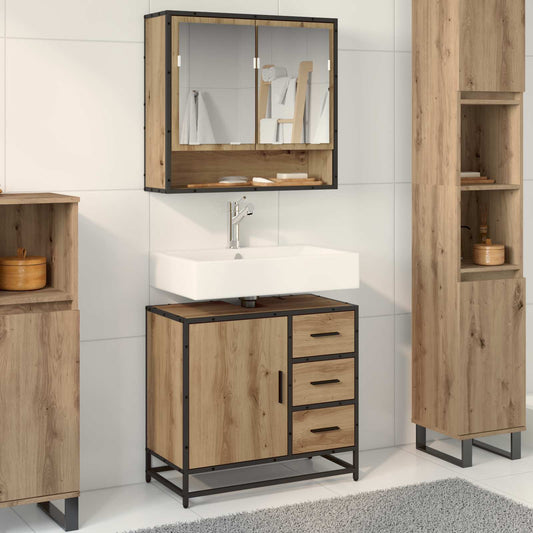 Badezimmermöbel-Set 2 stk. Artisan-Eiche 65 x 33 x 60 cm