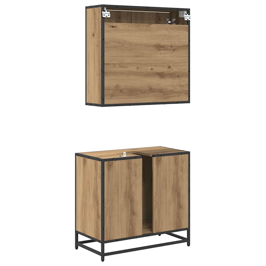 Badezimmermöbel-Set 2 stk. Artisan-Eiche 65 x 33 x 60 cm