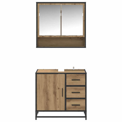 Badezimmermöbel-Set 2 stk. Artisan-Eiche 65 x 33 x 60 cm
