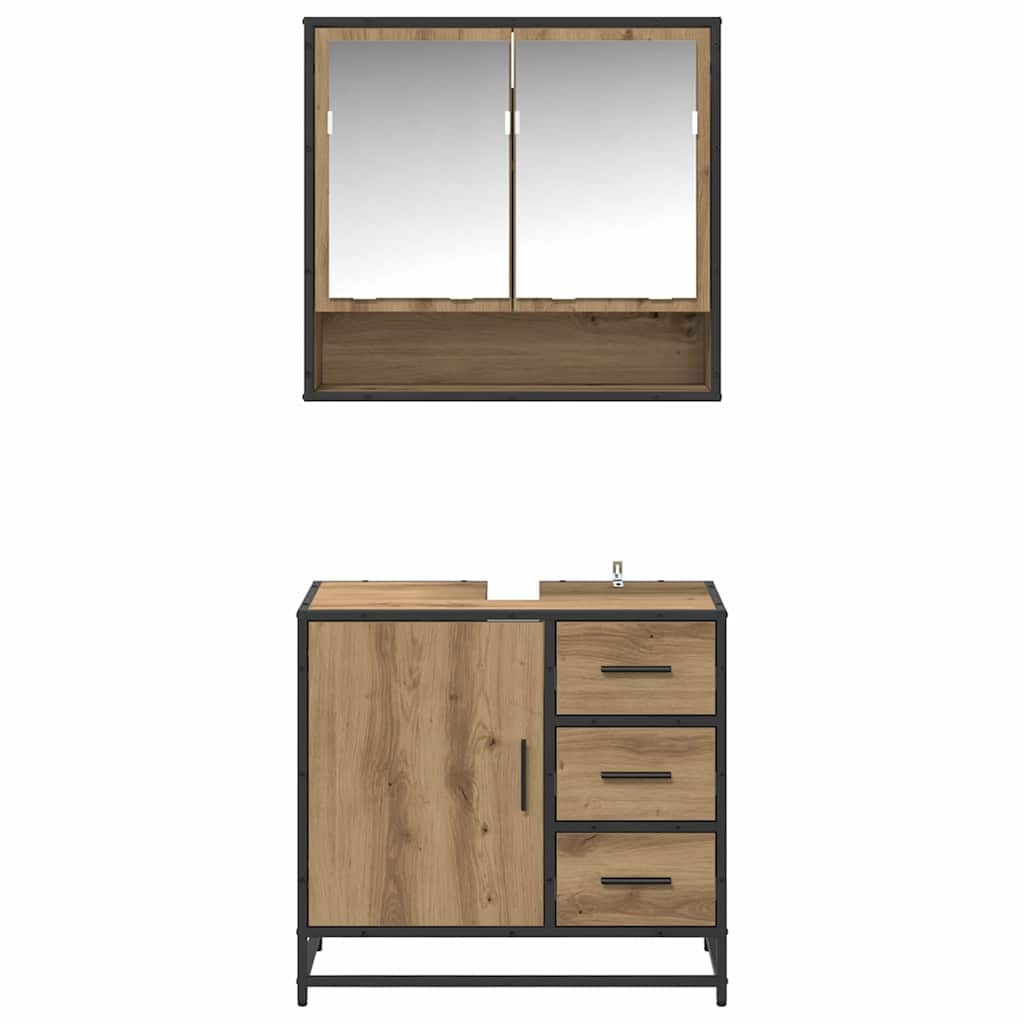 Badezimmermöbel-Set 2 stk. Artisan-Eiche 65 x 33 x 60 cm