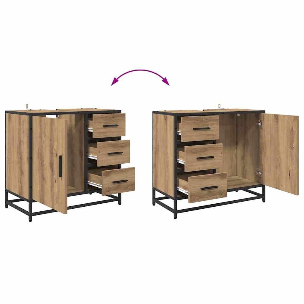 Badezimmermöbel-Set 2 stk. Artisan-Eiche 65 x 33 x 60 cm