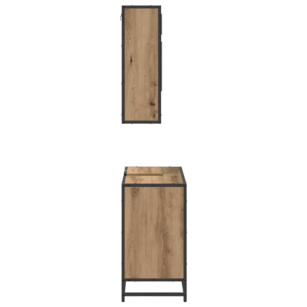 Badezimmermöbel-Set 2 stk. Artisan-Eiche 65 x 33 x 60 cm