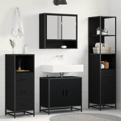 Badezimmermöbel-Set 4 stk. Schwarz Eichen-Optik 65 x 33 x 60 cm