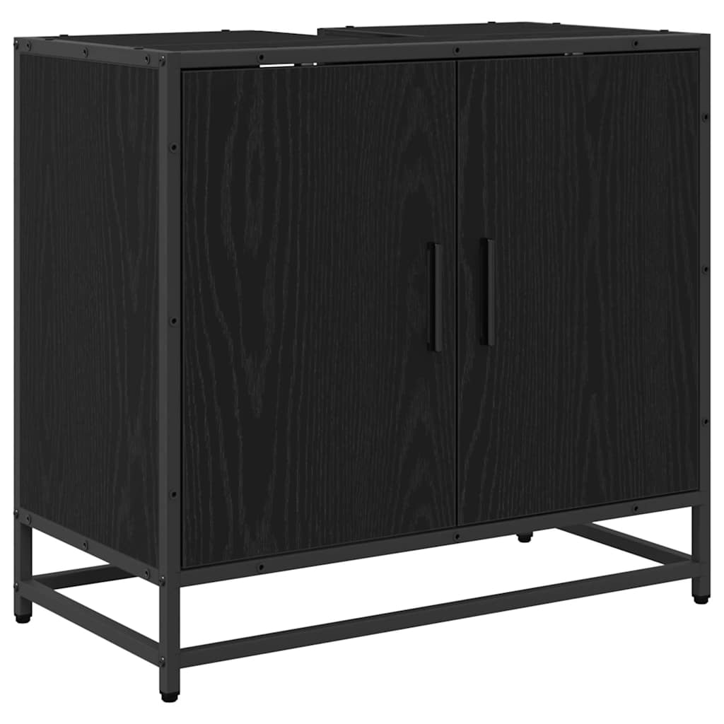 Badezimmermöbel-Set 4 stk. Schwarz Eichen-Optik 65 x 33 x 60 cm
