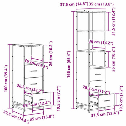 Badezimmermöbel-Set 4 stk. Schwarz Eichen-Optik 65 x 33 x 60 cm