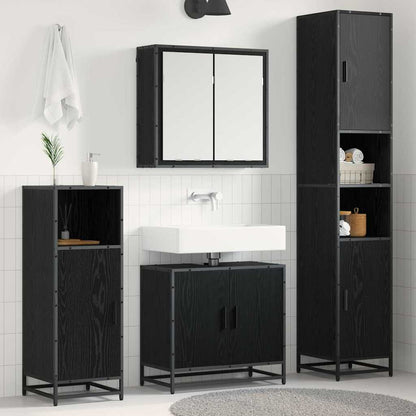 Badezimmermöbel-Set 4 stk. Schwarz Eichen-Optik 65 x 33 x 60 cm