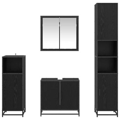 Badezimmermöbel-Set 4 stk. Schwarz Eichen-Optik 65 x 33 x 60 cm