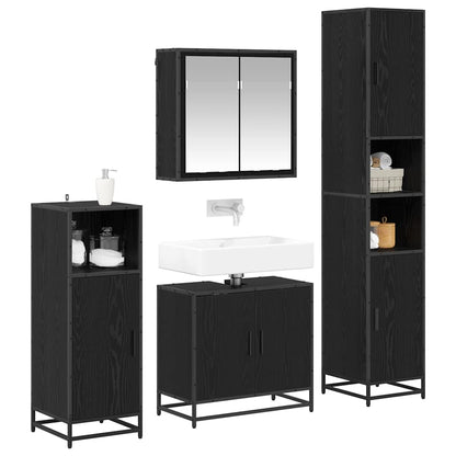 Badezimmermöbel-Set 4 stk. Schwarz Eichen-Optik 65 x 33 x 60 cm