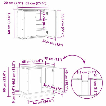 Badezimmermöbel-Set 4 stk. Schwarz Eichen-Optik 65 x 33 x 60 cm