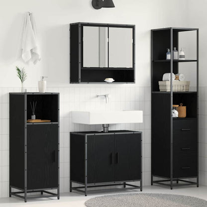 Badezimmermöbel-Set 3 stk. Schwarz Eichen-Optik