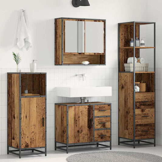 Badezimmermöbel-Set 3 stk. Altholz 35 x 37,5 x 166 cm