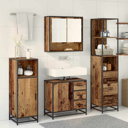 Badezimmermöbel-Set 3 stk. Altholz 35 x 37,5 x 166 cm