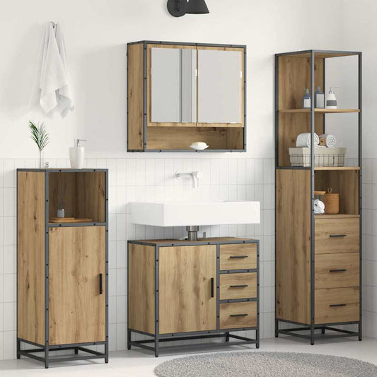 Badezimmermöbel-Set 3 stk. Artisan-Eiche 35 x 37,5 x 166 cm