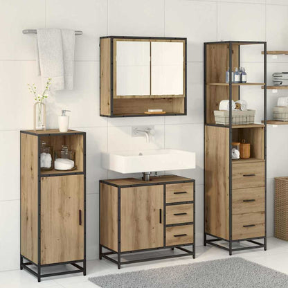 Badezimmermöbel-Set 3 Stk. Artisan-Eiche Holzwerkstoff