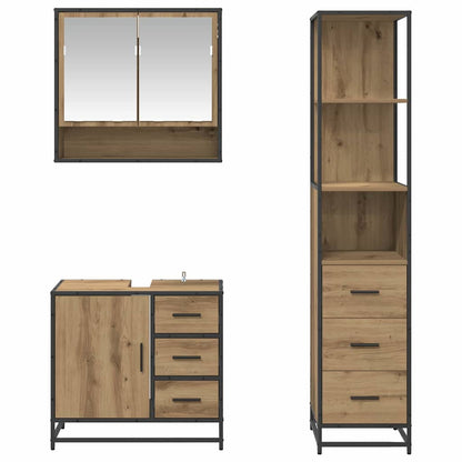 Badezimmermöbel-Set 3 Stk. Artisan-Eiche Holzwerkstoff