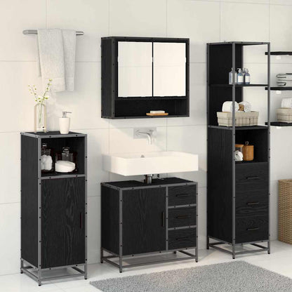 Badezimmermöbel-Set 3 Stk. Schwarz Eichen-Optik Holzwerkstoff
