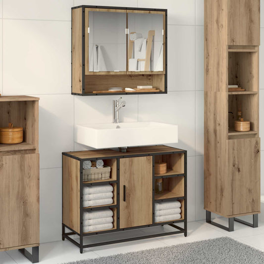 Badezimmermöbel-Set 2 stk. Artisan-Eiche 80 x 33 x 60 cm