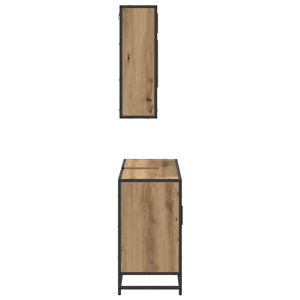 Badezimmermöbel-Set 2 Stk. Artisan-Eiche 80 x 33 x 60 cm