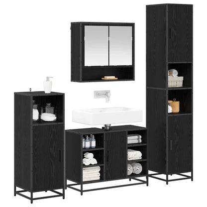 Badezimmermöbel-Set 4 Stk. Schwarz Eichen-Optik Holzwerkstoff
