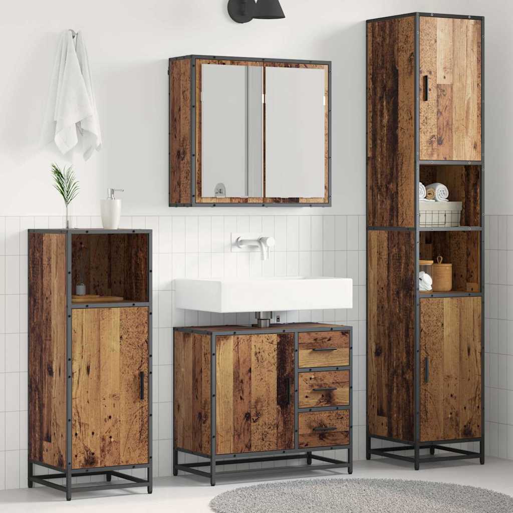 Badezimmermöbel-Set 3 stk. Altholz 65 x 33 x 60 cm