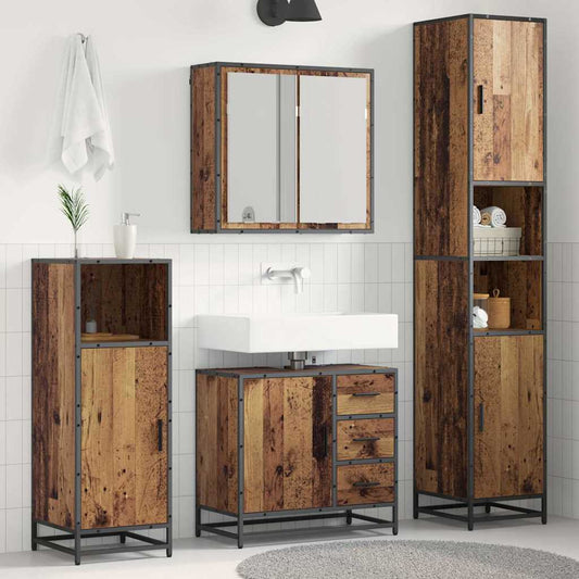 Badezimmermöbel-Set 3 stk. Altholz 65 x 33 x 60 cm