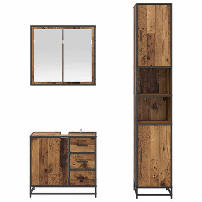 Badezimmermöbel-Set 3 stk. Altholz 65 x 33 x 60 cm
