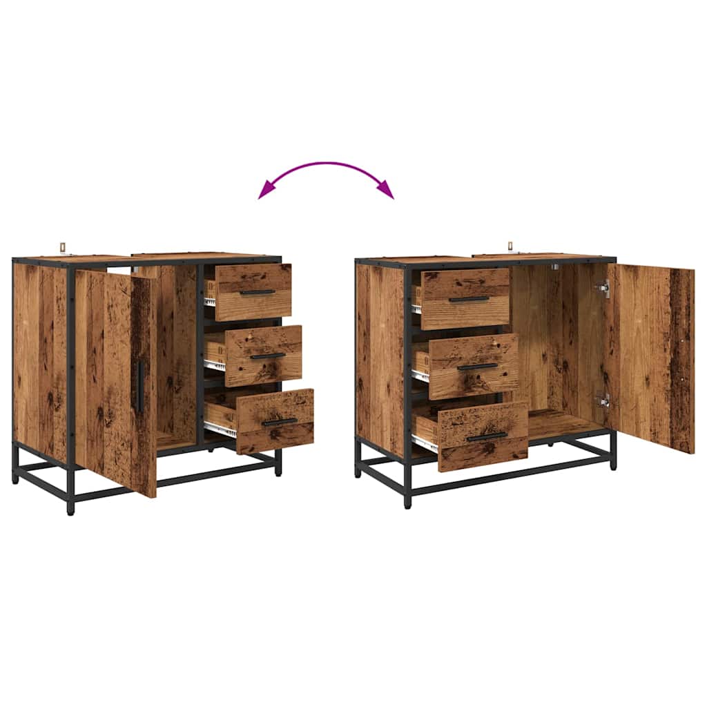 Badezimmermöbel-Set 3 stk. Altholz 65 x 33 x 60 cm