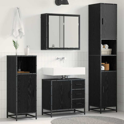 Badezimmermöbel-Set 3 Stk. Schwarz Eichen-Optik Holzwerkstoff