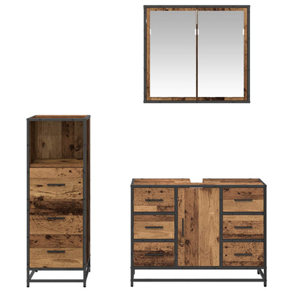 Badezimmermöbel-Set 3 stk. Altholz 80 x 33 x 60 cm