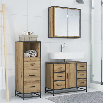 Badezimmermöbel-Set 3 stk. Artisan-Eiche 80 x 33 x 60 cm