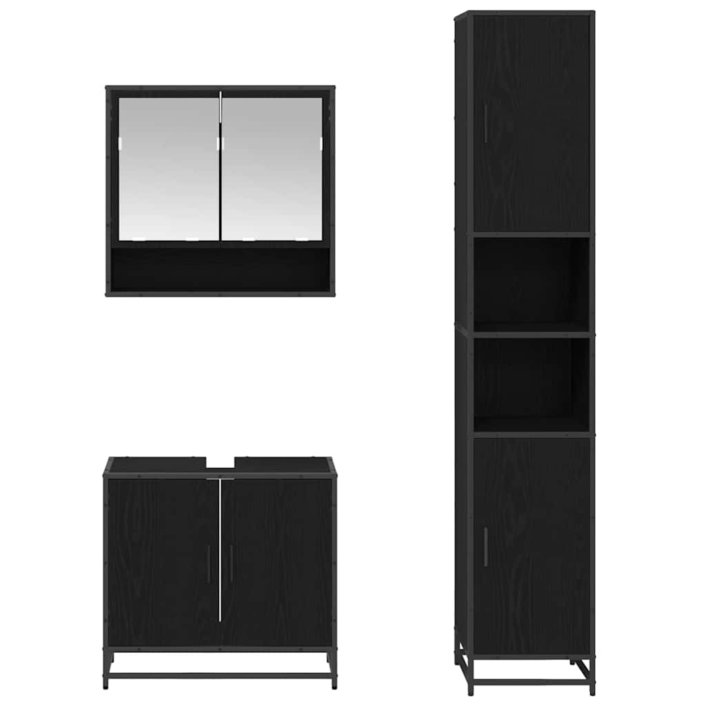 Badezimmermöbel-Set 3 stk. Artisan-Eiche 90 x 33 x 60 cm