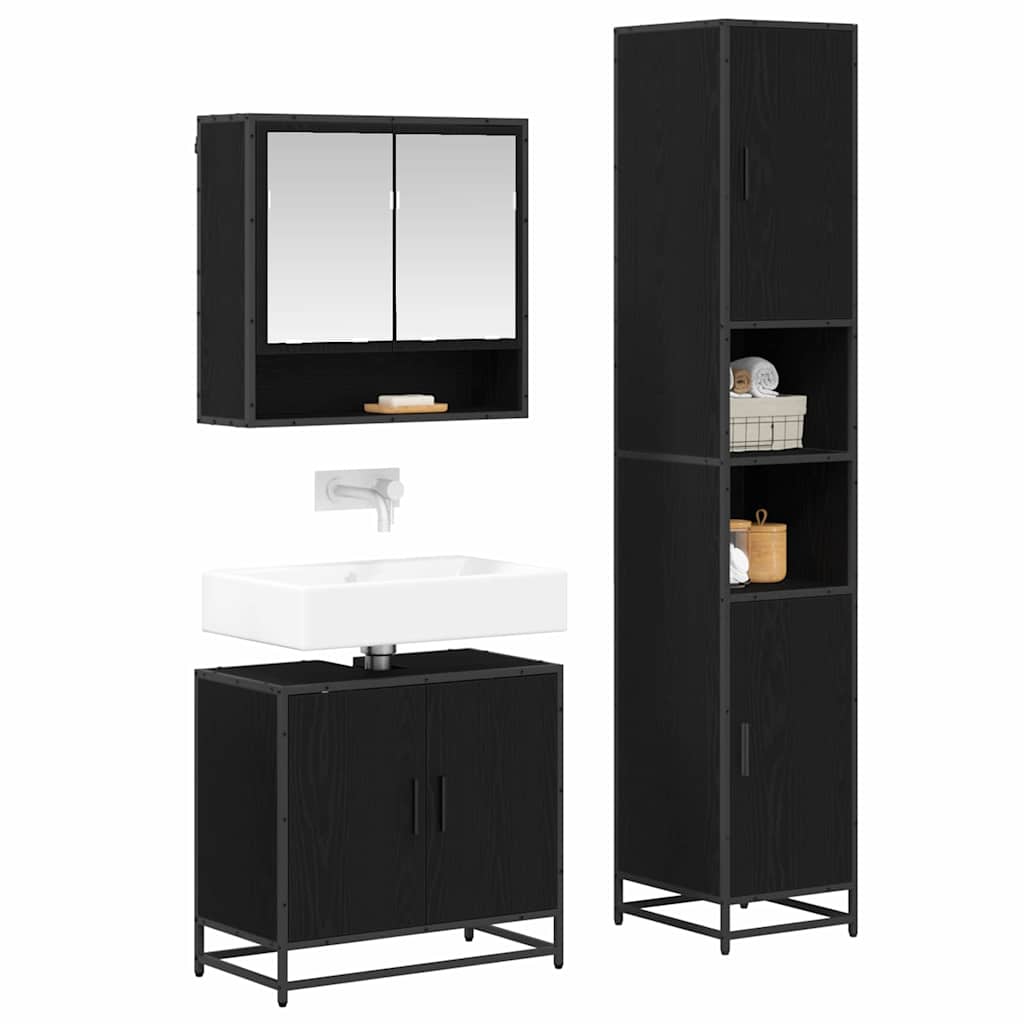 Badezimmermöbel-Set 3 stk. Artisan-Eiche 90 x 33 x 60 cm