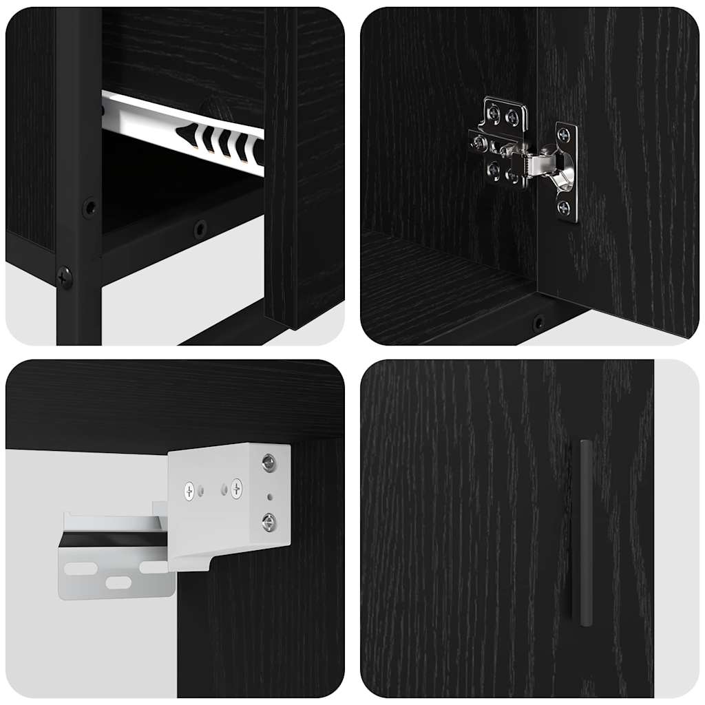 Badezimmermöbel-Set 3 stk. Schwarz Eichen-Optik 90 x 33 x 60 cm