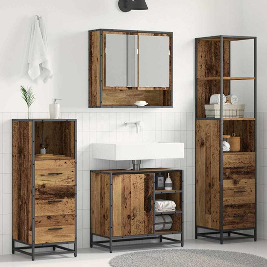 Badezimmermöbel-Set 4 stk. Altholz 65 x 33 x 60 cm