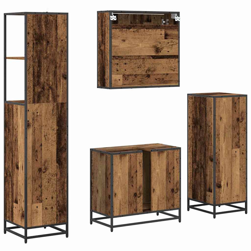 Badezimmermöbel-Set mit Schubladen 4 pcs Altholz Holzwerkstoff