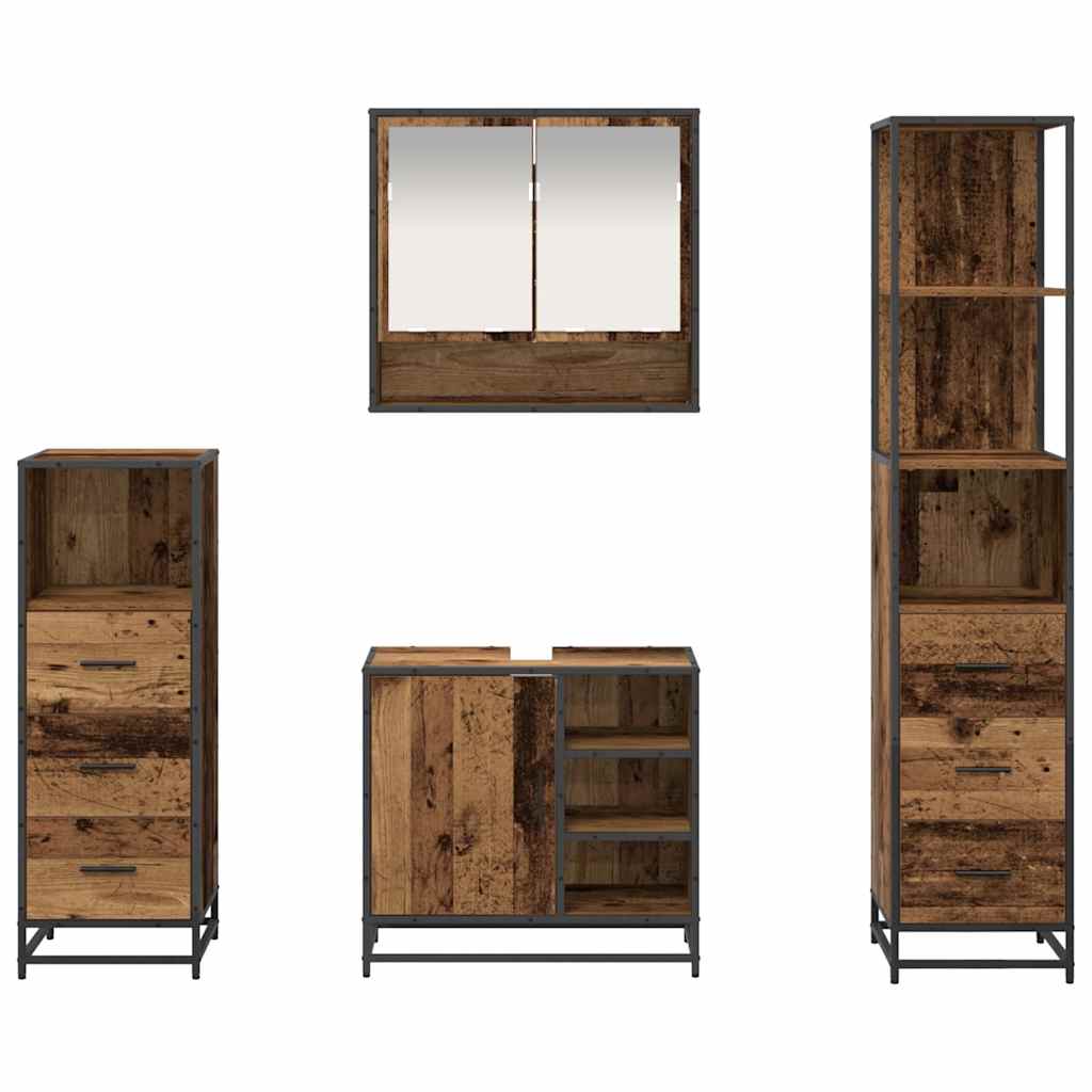 Badezimmermöbel-Set 4 stk. Altholz 65 x 33 x 60 cm
