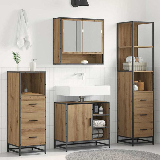 Badezimmermöbel-Set 4 stk. Artisan-Eiche 65 x 33 x 60 cm