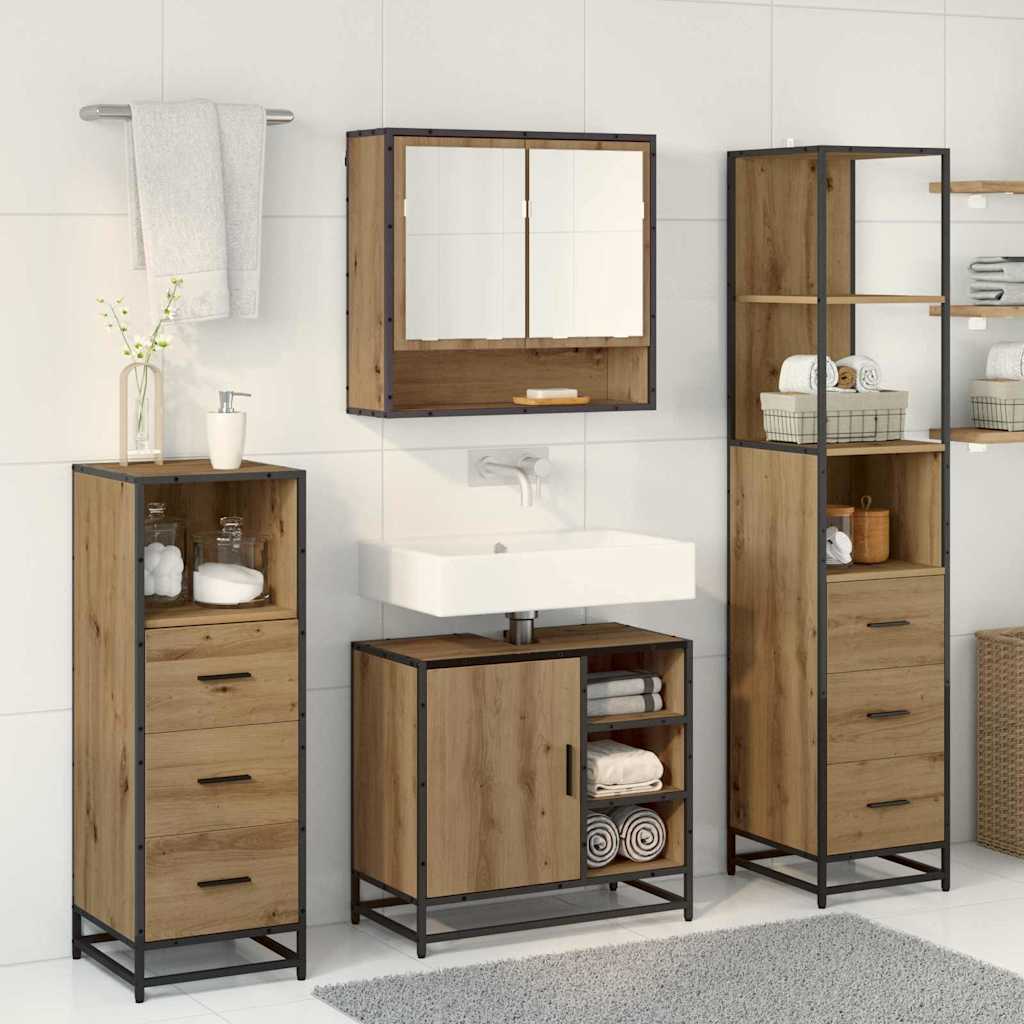 Badezimmermöbel-Set 4 stk. Artisan-Eiche 65 x 33 x 60 cm