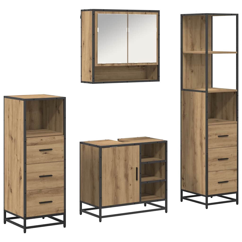 Badezimmermöbel-Set 4 stk. Artisan-Eiche 65 x 33 x 60 cm